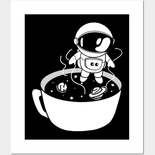 Cute Astronaut In Space Coffee Cup Illustration Posters and Art